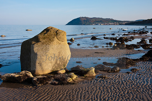One of the large rocks on Shankill's Shanganagh Beach, looking south towards Bray Head.