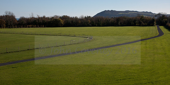 View of Shankill's Shanganagh Park from the footbridge over the DART line.